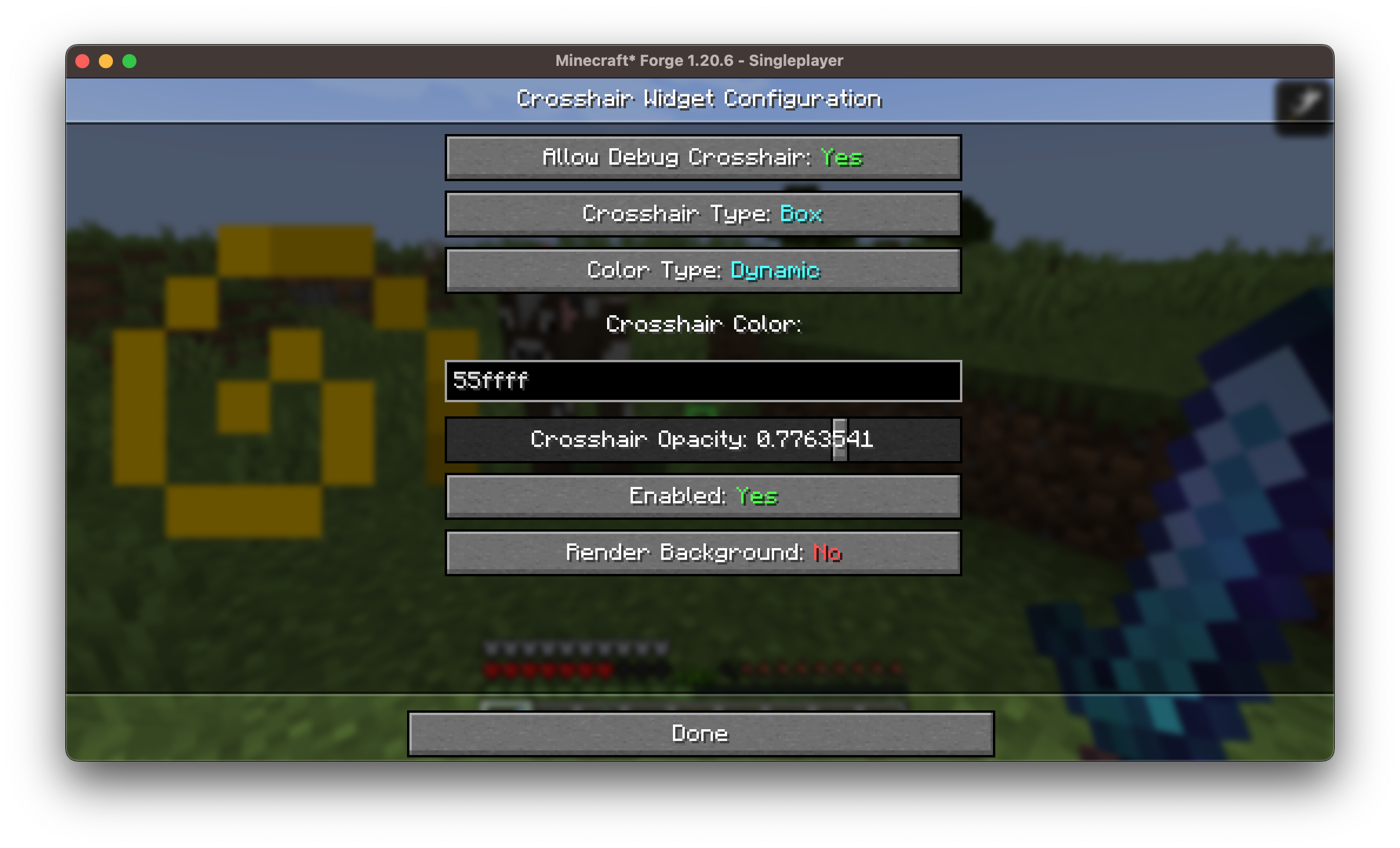 crosshair customization screen