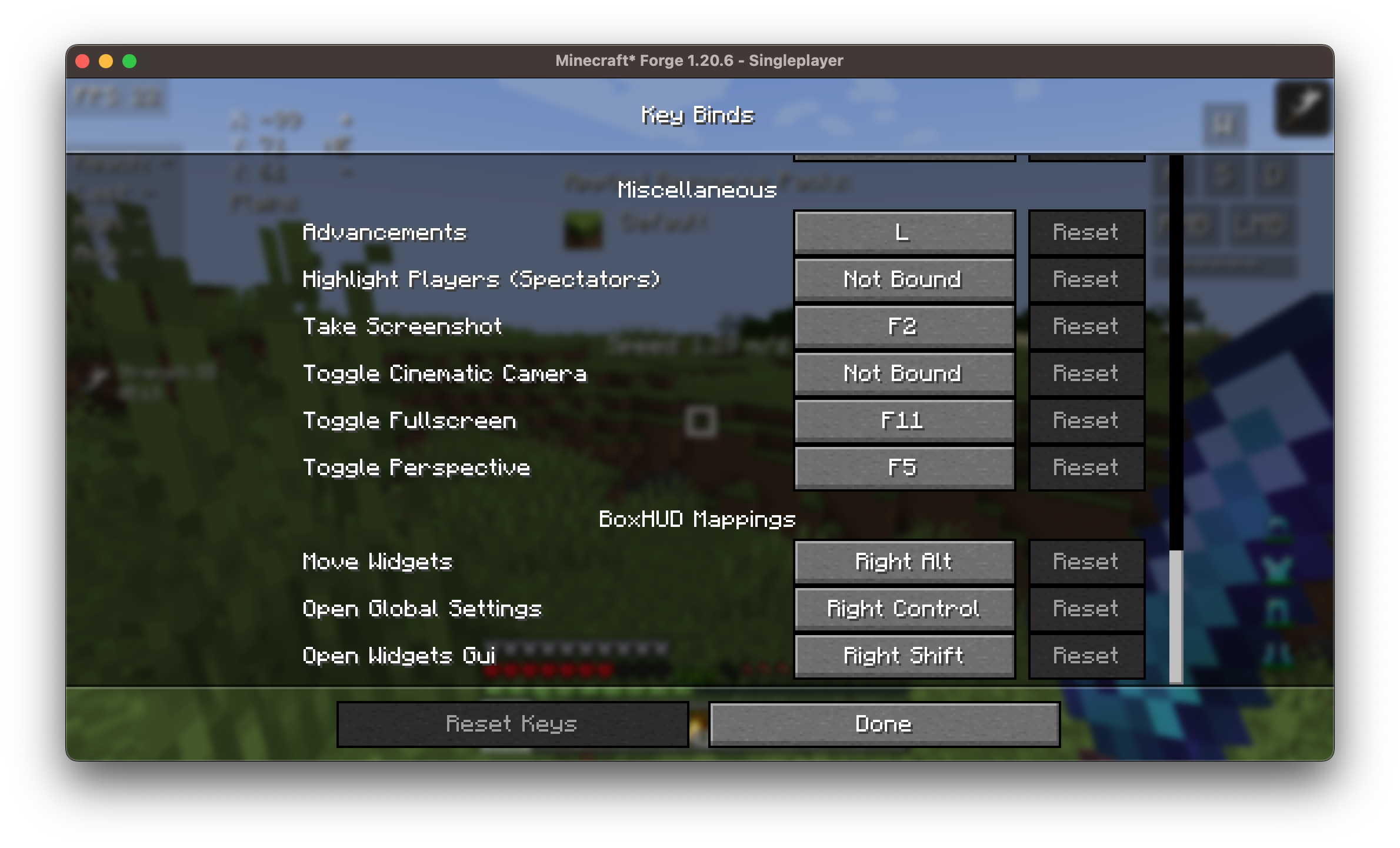 keybinds screen