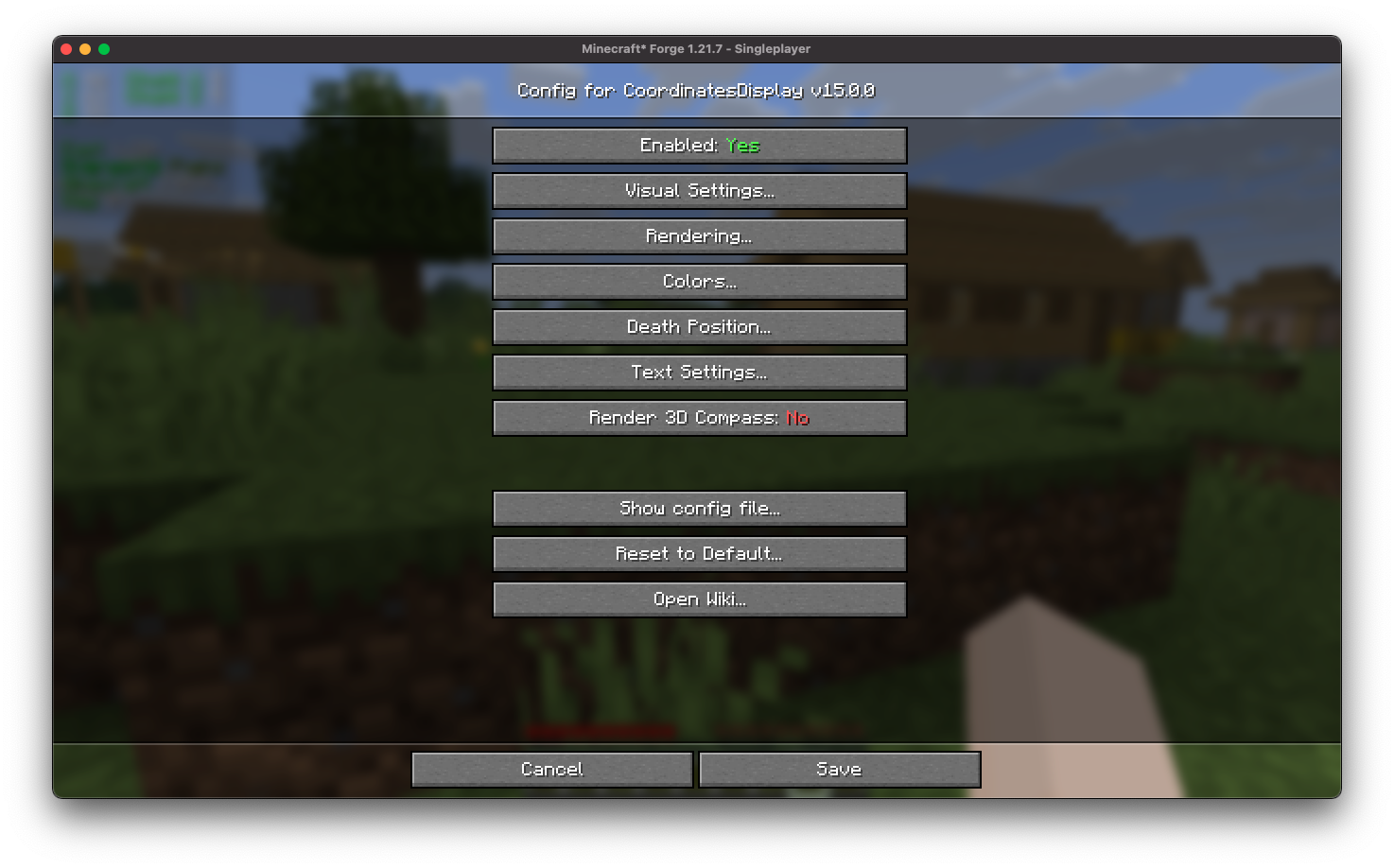 config screen