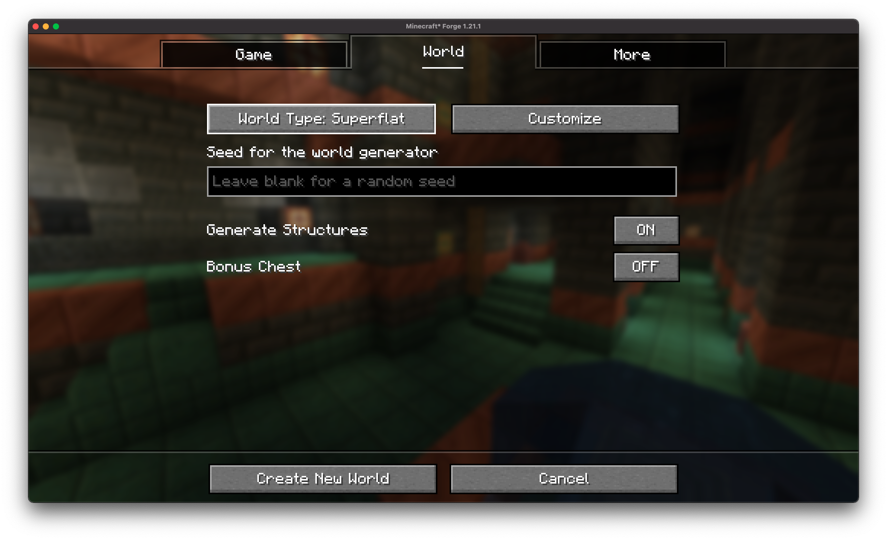 vanilla world creation